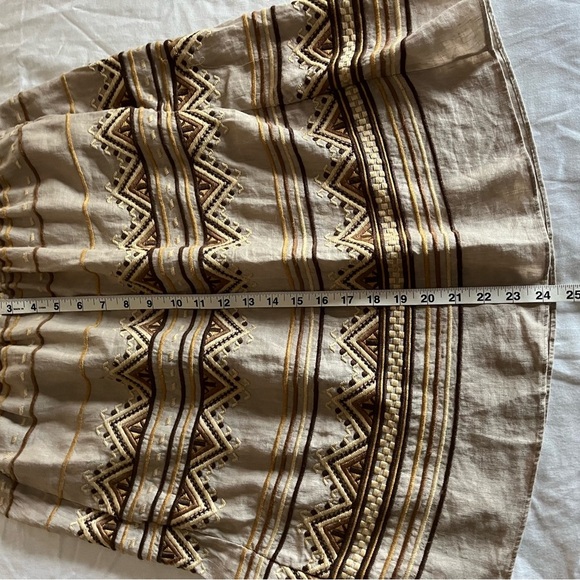 Calypso St. Bart Bohemian Linen Patterned Tan/Brown Pull On Mini Skirt Sz Sm EUC - Picture 10 of 11
